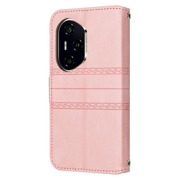 For Honor 300 Pro 5G / 300 Ultra 5G Embossed Stripes Skin Feel Leather Phone Case