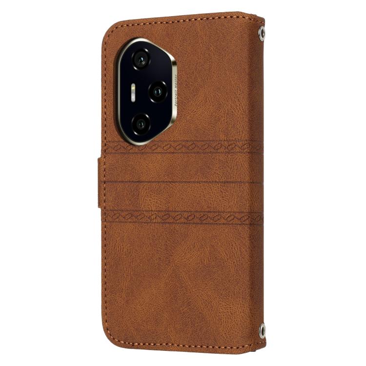 For Honor 300 Pro 5G / 300 Ultra 5G Embossed Stripes Skin Feel Leather Phone Case