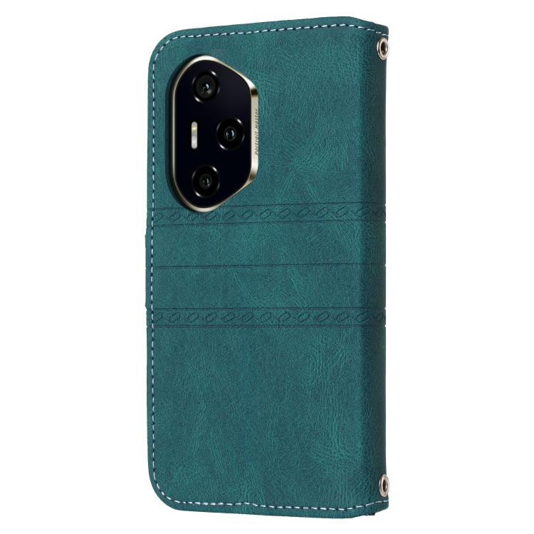 For Honor 300 Pro 5G / 300 Ultra 5G Embossed Stripes Skin Feel Leather Phone Case