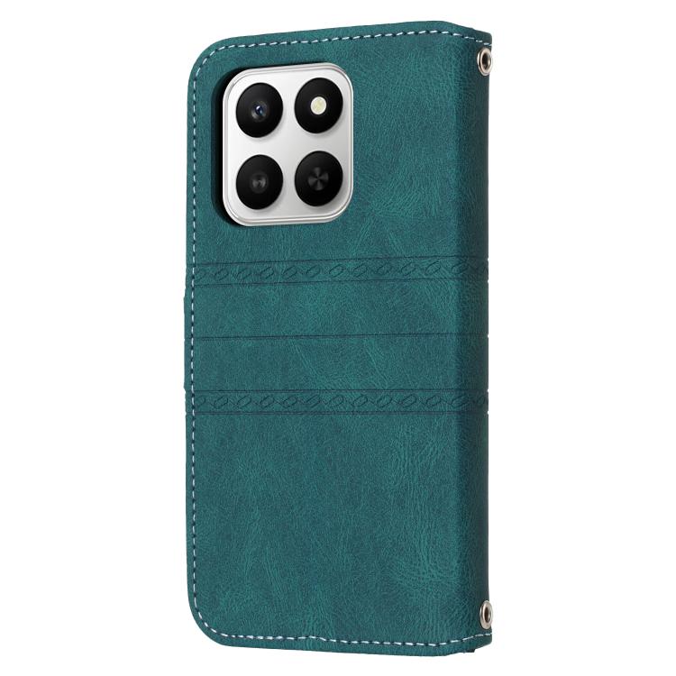 For Honor 400 Smart 5G Embossed Stripes Skin Feel Leather Phone Case