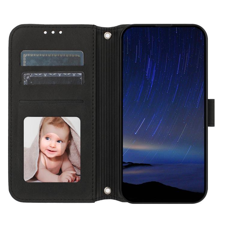For Honor 400 Smart 5G Embossed Stripes Skin Feel Leather Phone Case