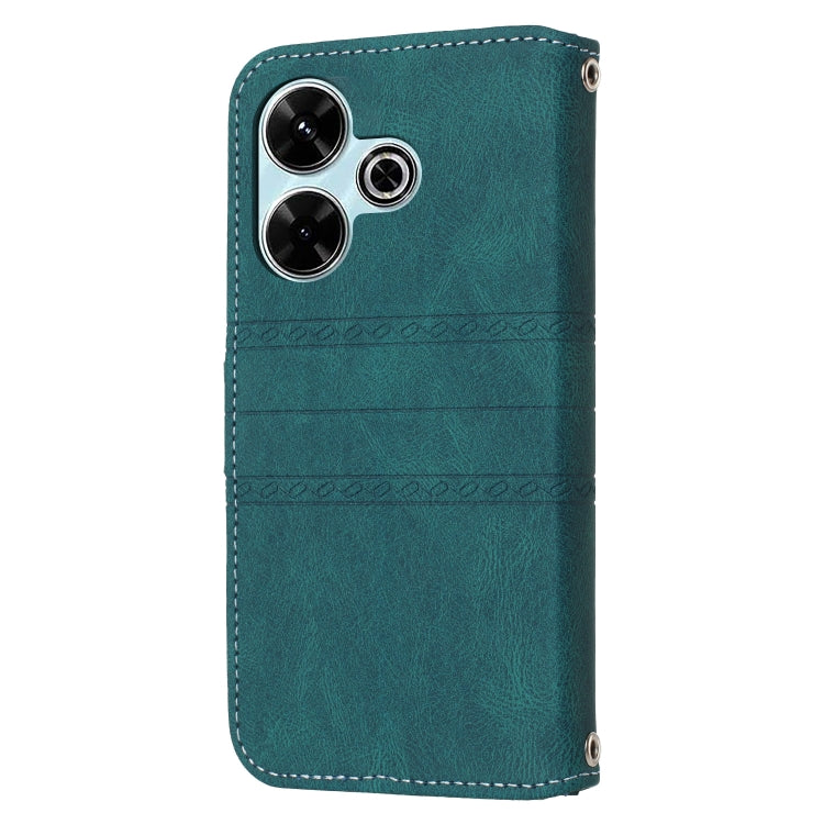 For Redmi 13 4G Embossed Stripes Skin Feel Leather Phone Case