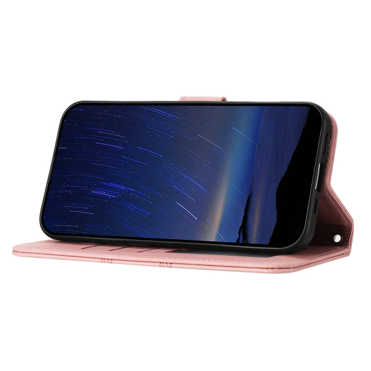 For Redmi 14C 4G Embossed Stripes Skin Feel Leather Phone Case