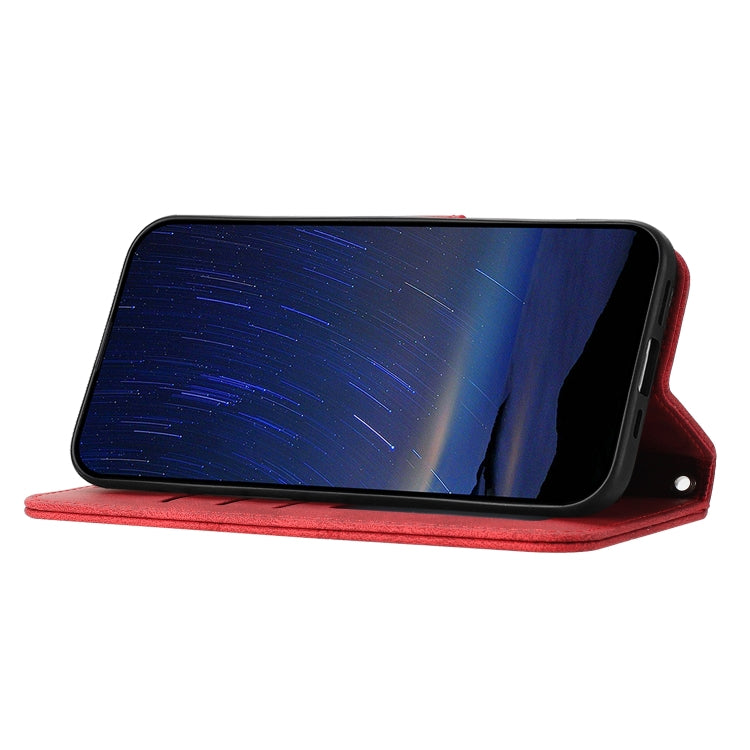 For Redmi 14C 4G Embossed Stripes Skin Feel Leather Phone Case