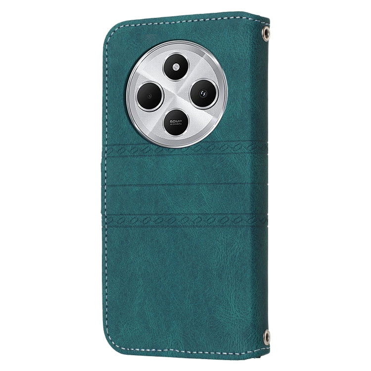 For Redmi 14C 4G Embossed Stripes Skin Feel Leather Phone Case