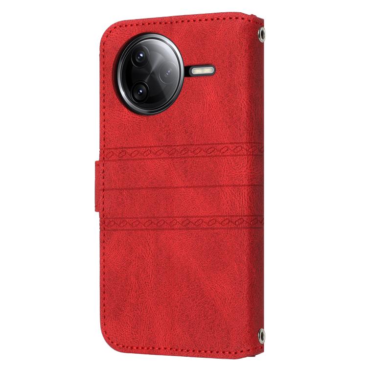 For Redmi K80 5G / K80 Pro 5G Embossed Stripes Skin Feel Leather Phone Case