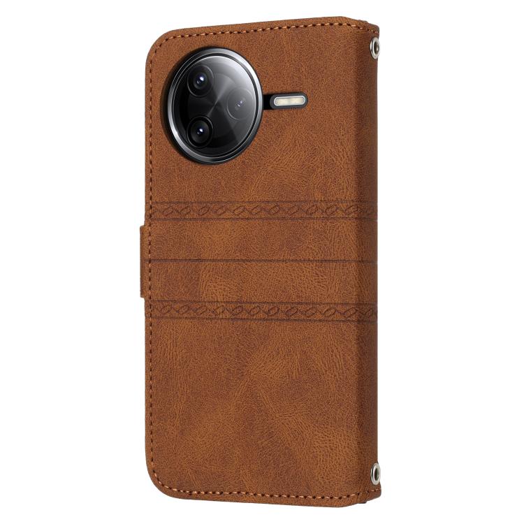 For Redmi K80 5G / K80 Pro 5G Embossed Stripes Skin Feel Leather Phone Case