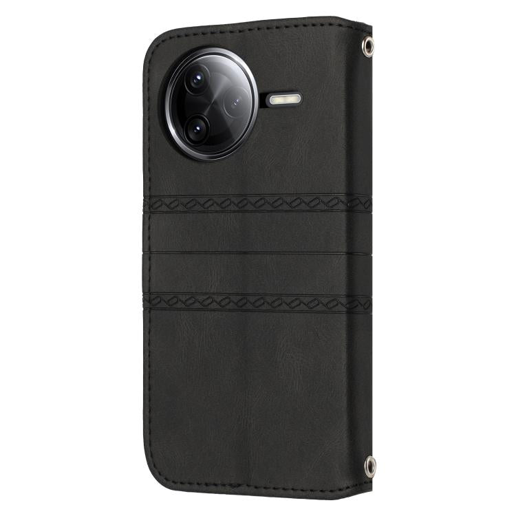 For Redmi K80 5G / K80 Pro 5G Embossed Stripes Skin Feel Leather Phone Case