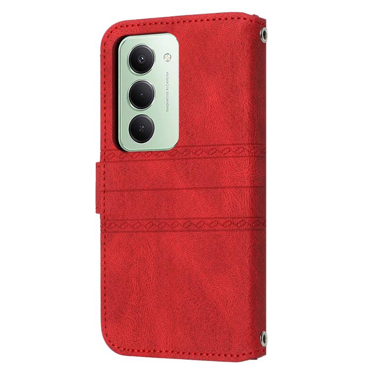 For Redmi 15 5G Global / 15 4G SEA Embossed Stripes Skin Feel Leather Phone Case