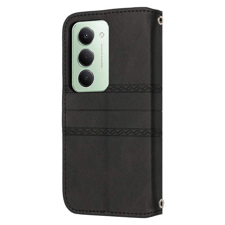 For Redmi 15 5G Global / 15 4G SEA Embossed Stripes Skin Feel Leather Phone Case