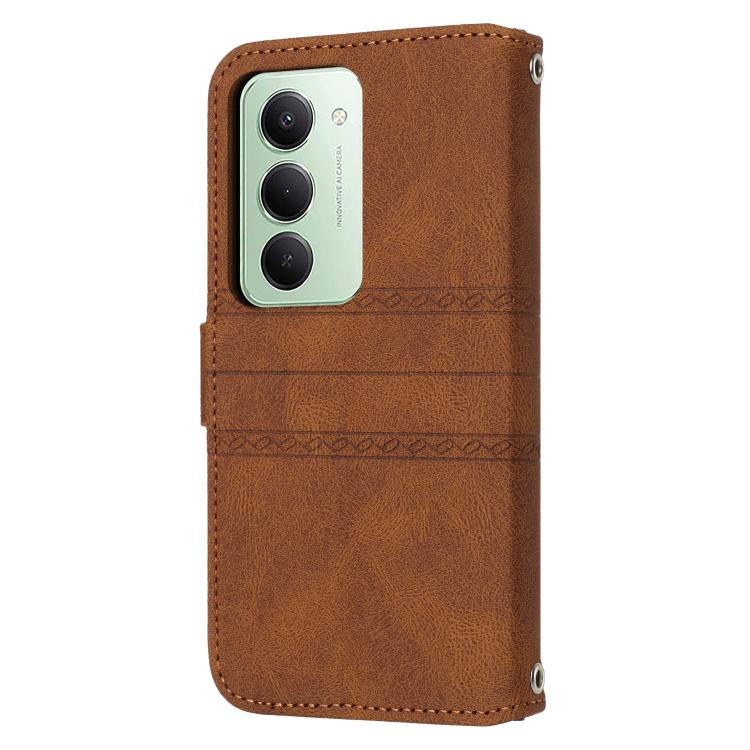 For Redmi 15 5G / 4G EU 171mm Embossed Stripes Skin Feel Leather Phone Case