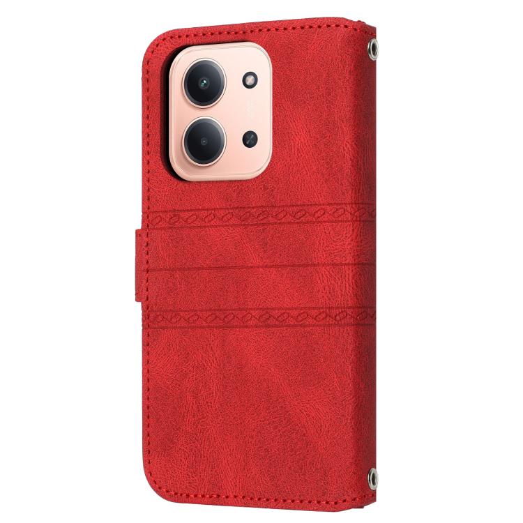 For Redmi 15C 5G / 4G Global 171mm Embossed Stripes Skin Feel Leather Phone Case
