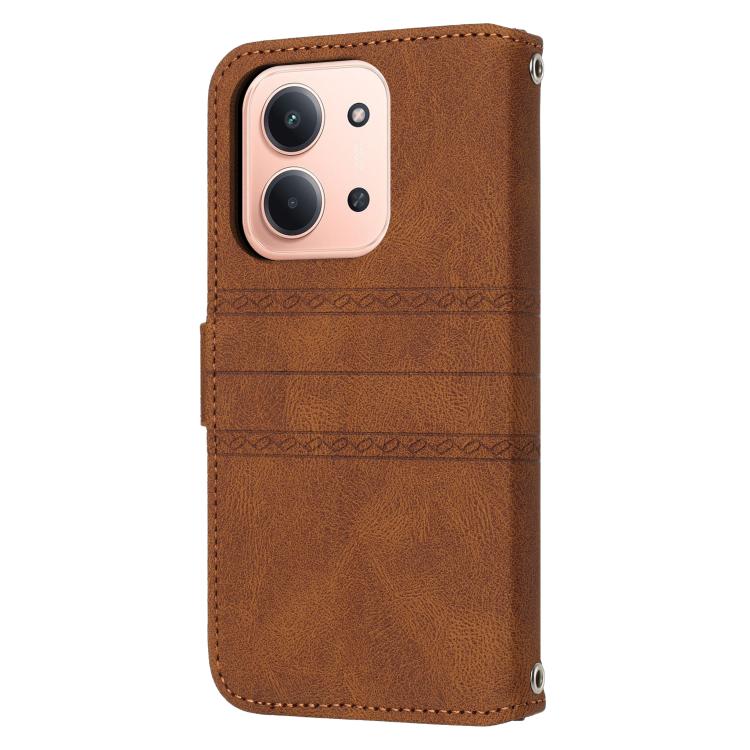 For Redmi 15C 5G / 4G Global 171mm Embossed Stripes Skin Feel Leather Phone Case