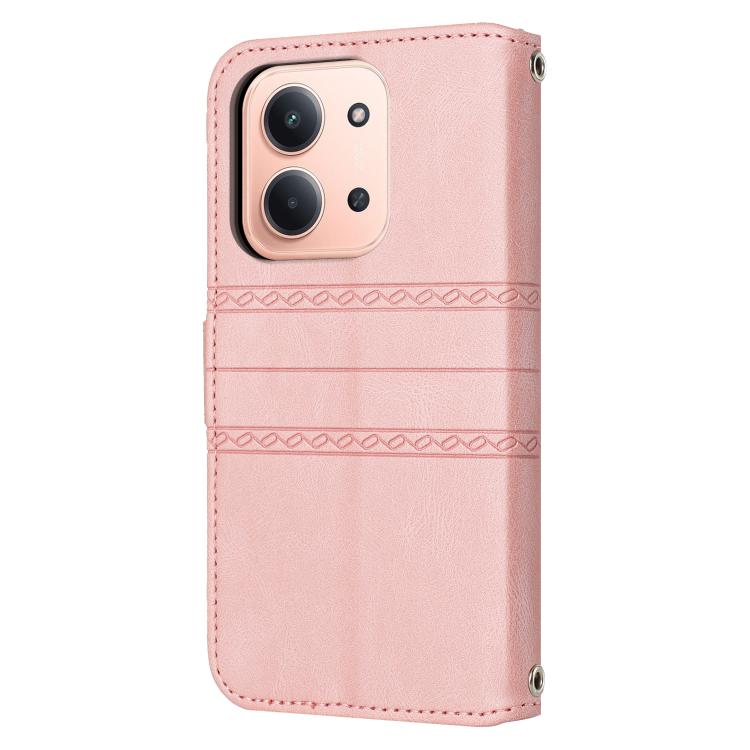 For Redmi 15C 5G / 4G EU 173mm Embossed Stripes Skin Feel Leather Phone Case