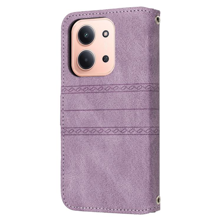 For Redmi 15C 5G / 4G EU 173mm Embossed Stripes Skin Feel Leather Phone Case