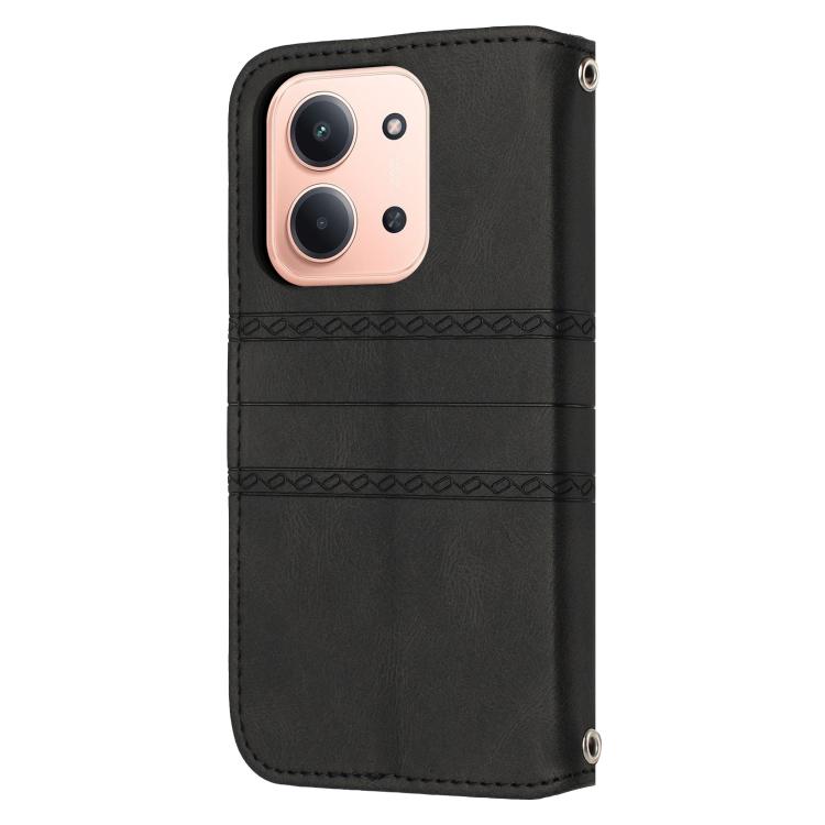 For Redmi 15C 5G / 4G EU 173mm Embossed Stripes Skin Feel Leather Phone Case
