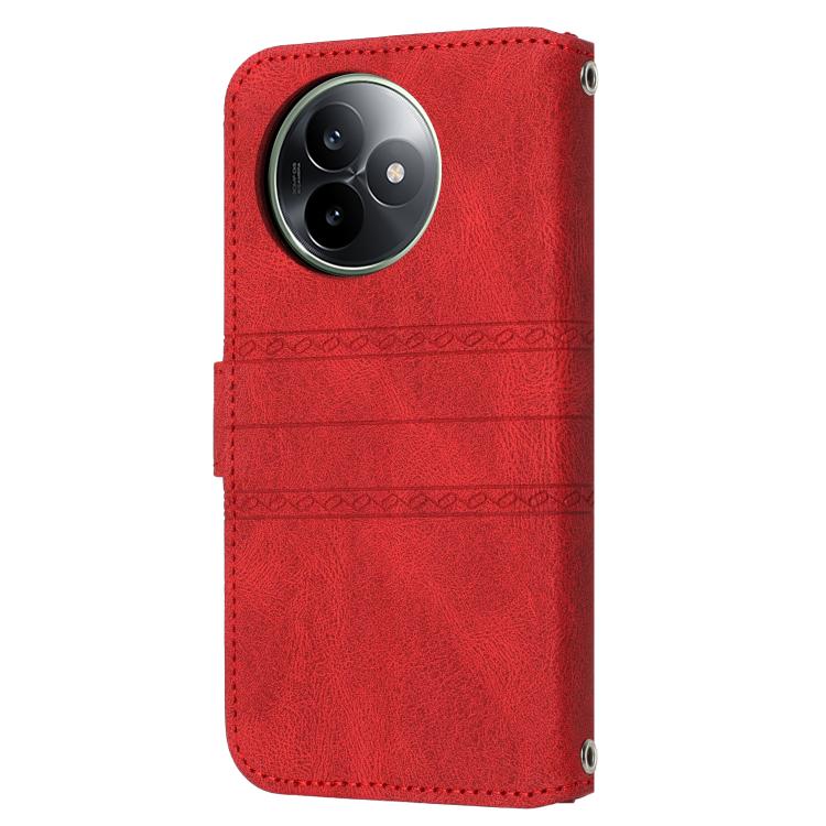 For Redmi K80 Ultra Embossed Stripes Skin Feel Leather Phone Case