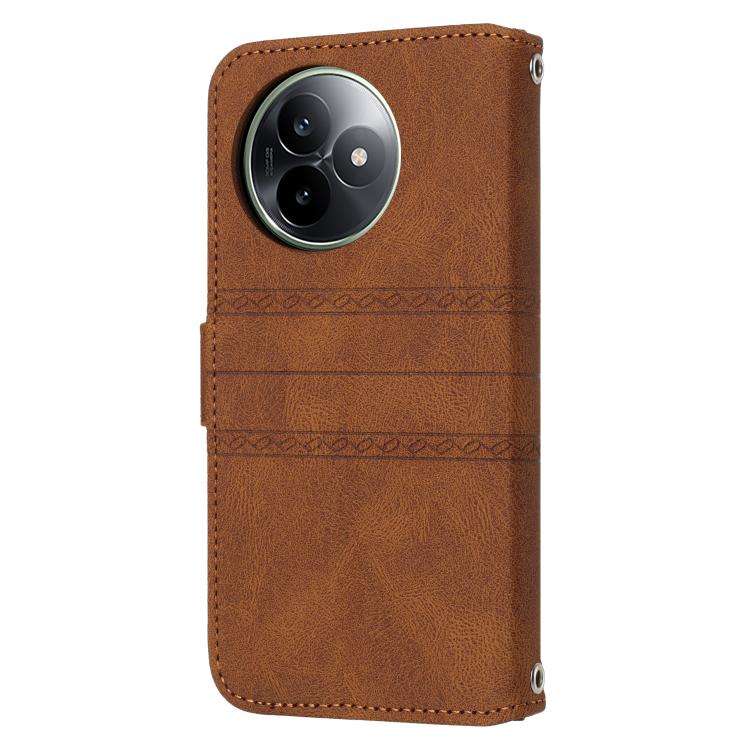 For Redmi K80 Ultra Embossed Stripes Skin Feel Leather Phone Case