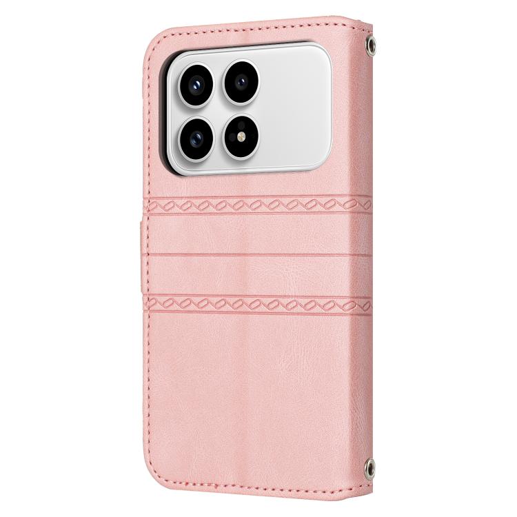 For Redmi K90 / Poco F8 Pro Embossed Stripes Skin Feel Leather Phone Case