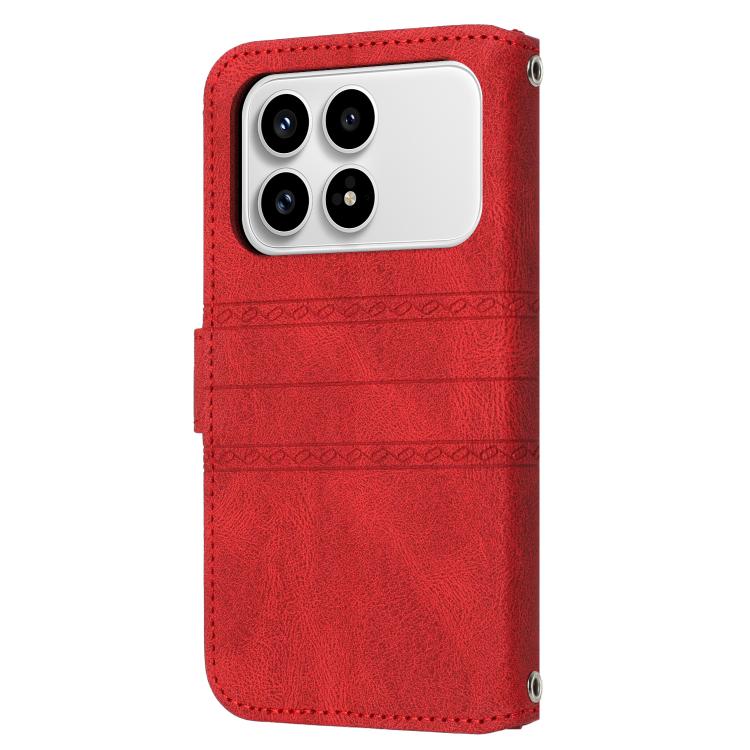 For Redmi K90 / Poco F8 Pro Embossed Stripes Skin Feel Leather Phone Case