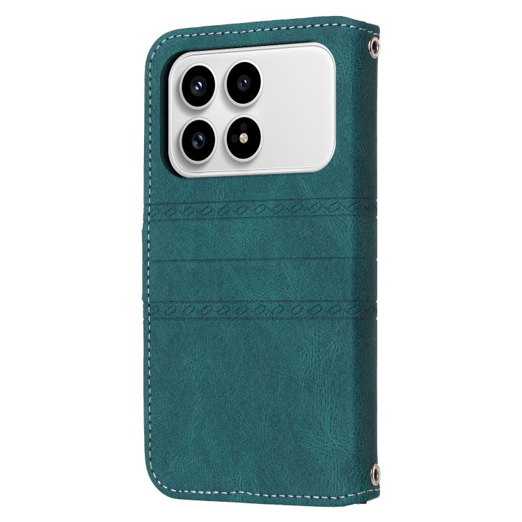For Redmi K90 / Poco F8 Pro Embossed Stripes Skin Feel Leather Phone Case