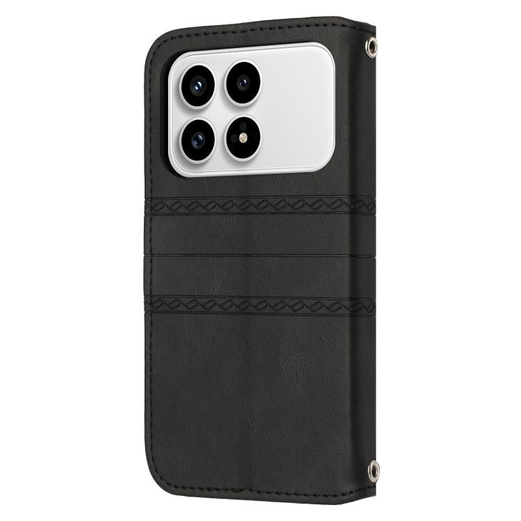 For Redmi K90 / Poco F8 Pro Embossed Stripes Skin Feel Leather Phone Case