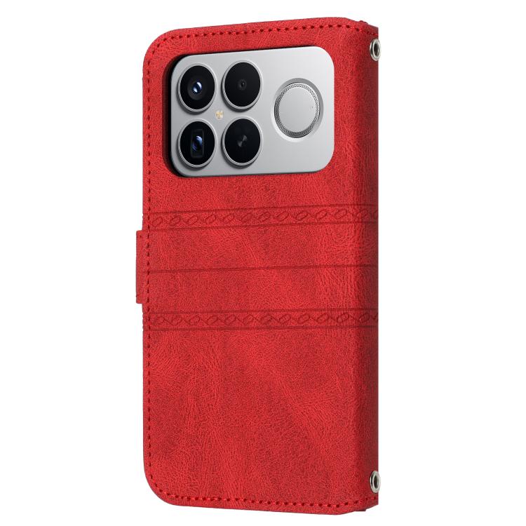 For Redmi K90 Pro Max / Poco F8 Ultra Embossed Stripes Skin Feel Leather Phone Case