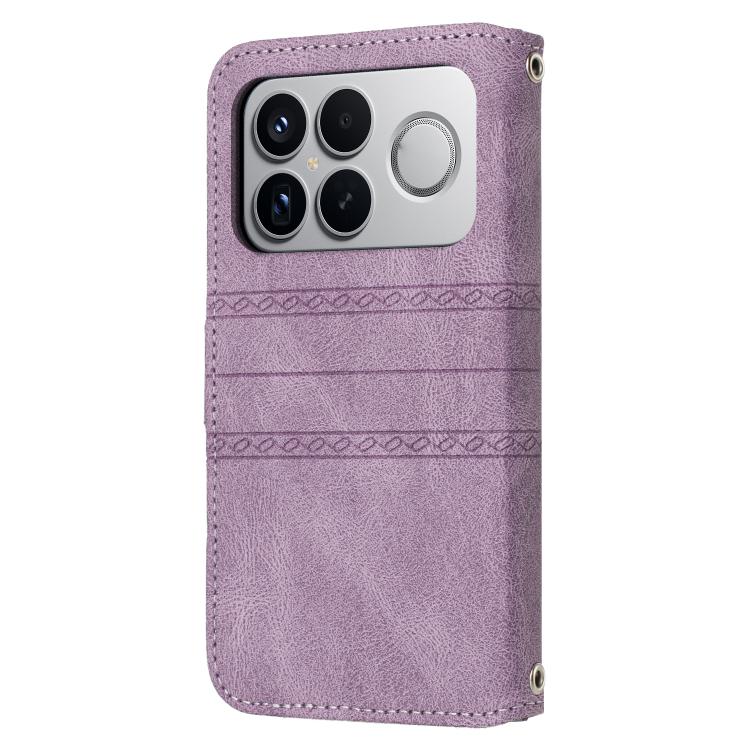 For Redmi K90 Pro Max / Poco F8 Ultra Embossed Stripes Skin Feel Leather Phone Case