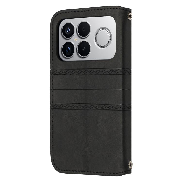 For Redmi K90 Pro Max / Poco F8 Ultra Embossed Stripes Skin Feel Leather Phone Case