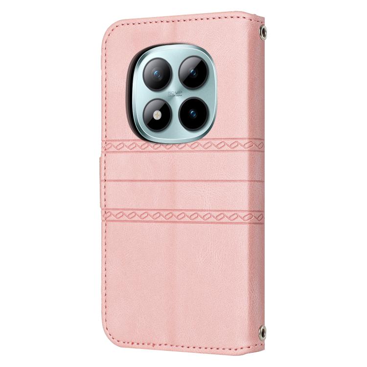For Redmi Note 15 Pro 4G Global 163.2mm Embossed Stripes Skin Feel Leather Phone Case