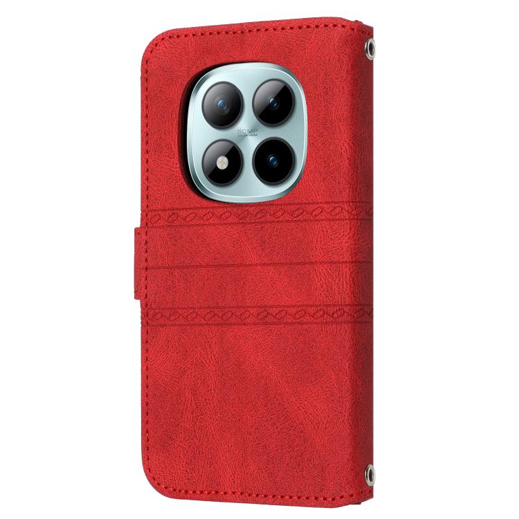 For Redmi Note 15 Pro 4G Global 163.2mm Embossed Stripes Skin Feel Leather Phone Case