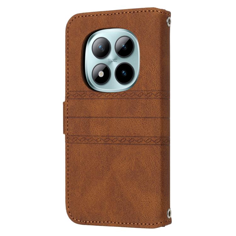 For Redmi Note 15 Pro 4G Global 163.2mm Embossed Stripes Skin Feel Leather Phone Case