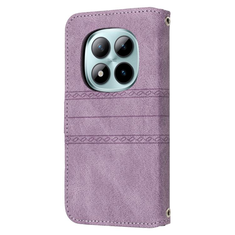 For Redmi Note 15 Pro 4G Global 163.2mm Embossed Stripes Skin Feel Leather Phone Case