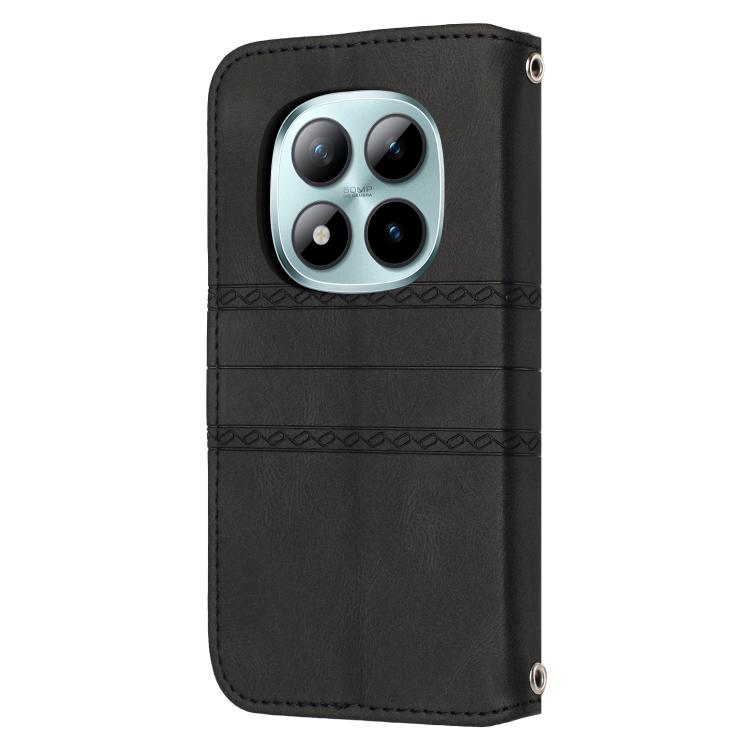 For Redmi Note 15 Pro 4G Global 163.2mm Embossed Stripes Skin Feel Leather Phone Case