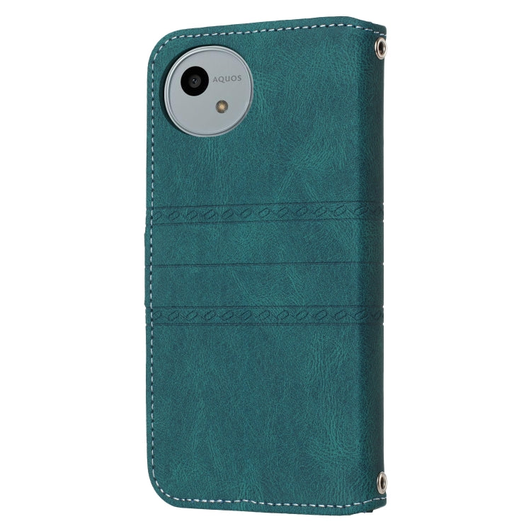 For Sharp Aquos Wish 4 Embossed Stripes Skin Feel Leather Phone Case