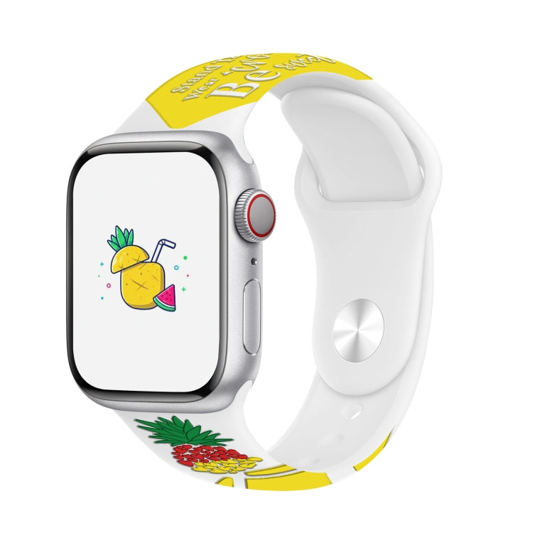 For Apple Watch Ultra 2 49mm Embossed Color Printed Silicone Watch Band - Pineapple