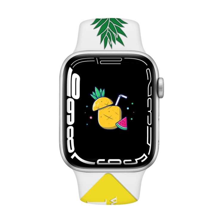 For Apple Watch SE 40mm Embossed Color Printed Silicone Watch Band - Pineapple