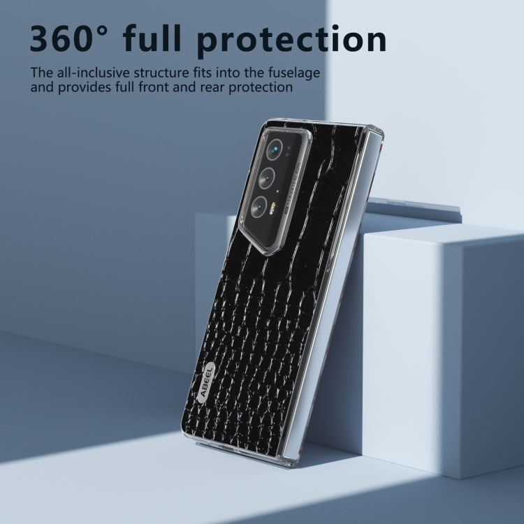 For Honor Magic V2 RSR Porsche Design ABEEL Transparent Frame Genuine Leather Crocodile Pattern Phone Case