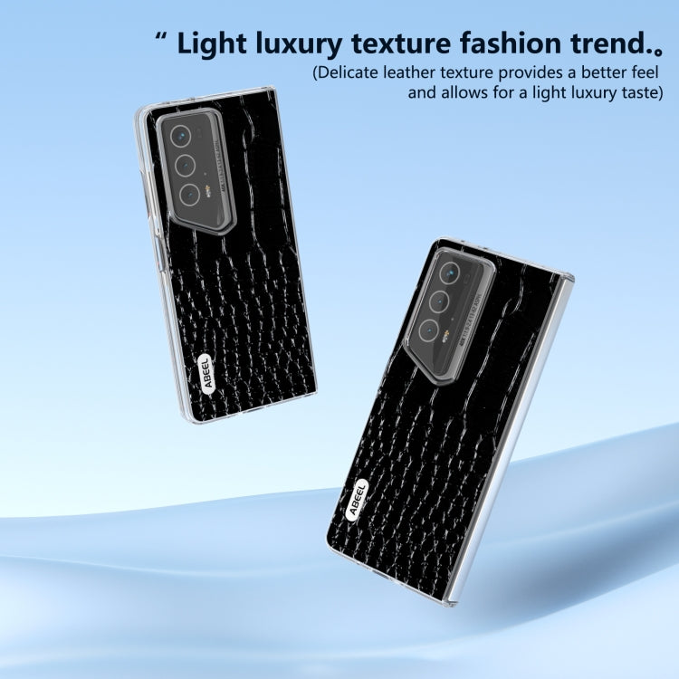 For Honor Magic V2 RSR Porsche Design ABEEL Transparent Frame Genuine Leather Crocodile Pattern Phone Case