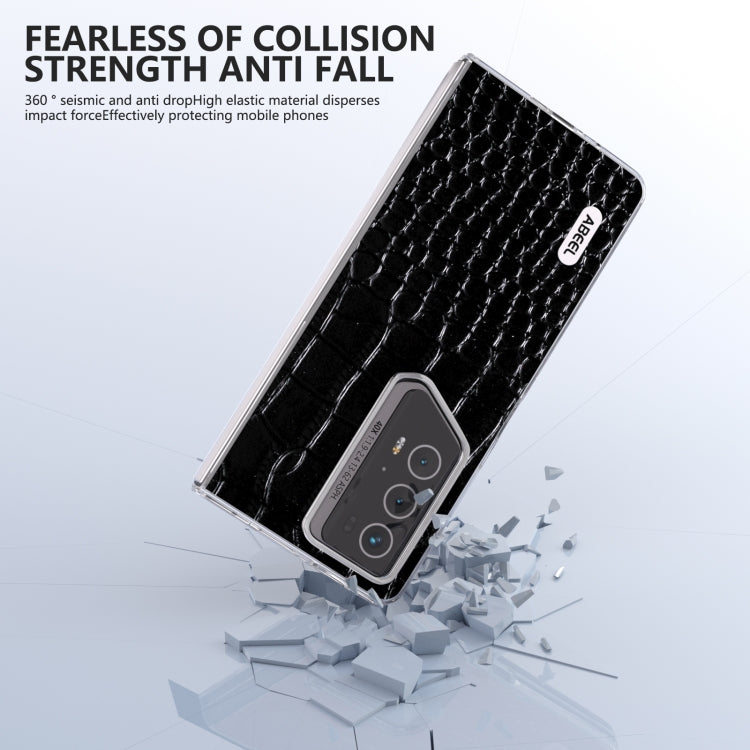For Honor Magic V2 RSR Porsche Design ABEEL Transparent Frame Genuine Leather Crocodile Pattern Phone Case
