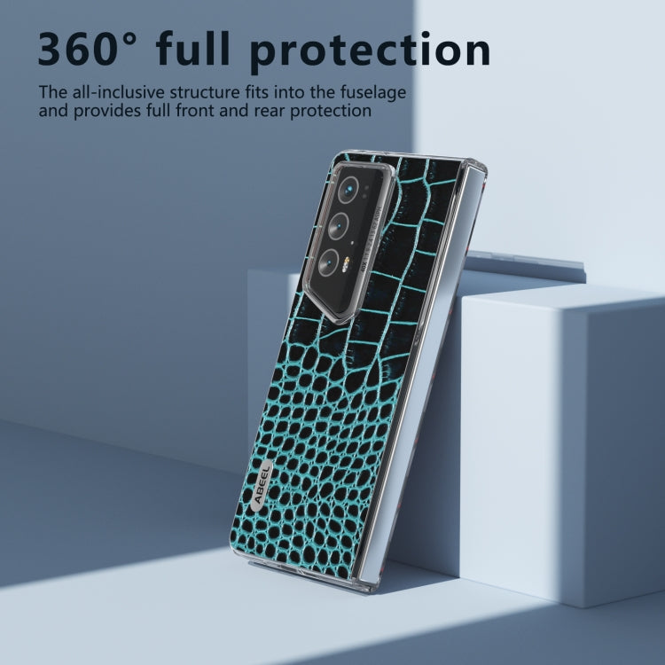 For Honor Magic V2 RSR Porsche Design ABEEL Transparent Frame Genuine Leather Crocodile Pattern Phone Case