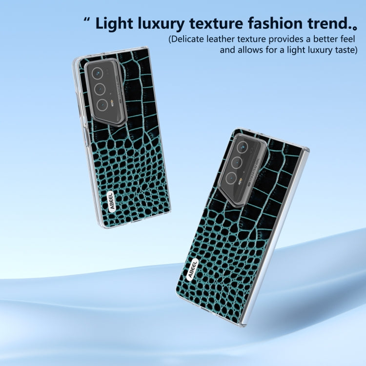 For Honor Magic V2 RSR Porsche Design ABEEL Transparent Frame Genuine Leather Crocodile Pattern Phone Case