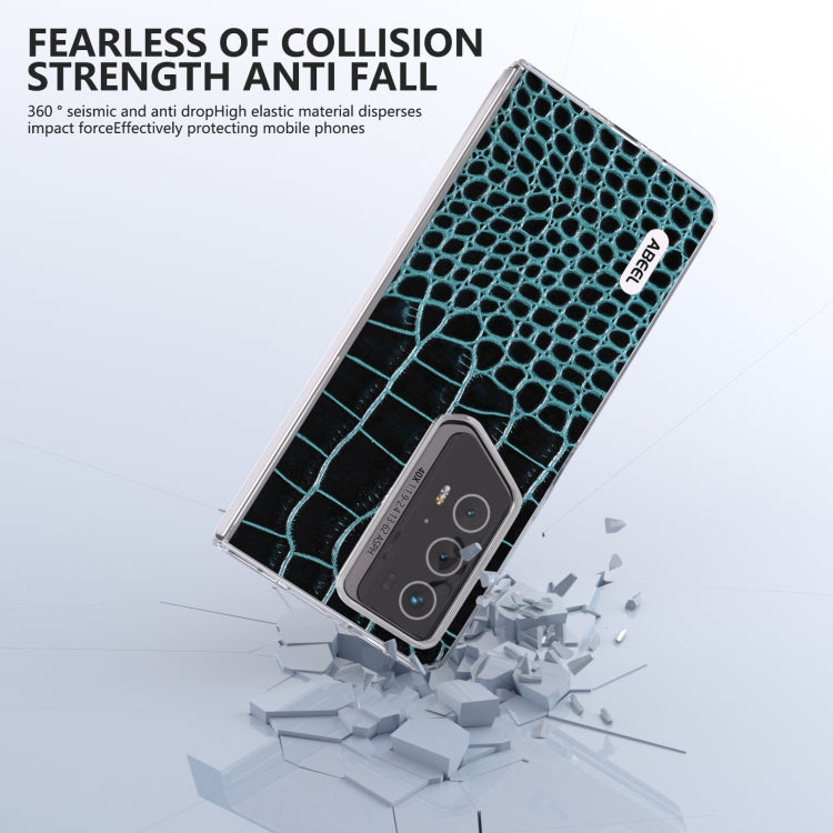 For Honor Magic V2 RSR Porsche Design ABEEL Transparent Frame Genuine Leather Crocodile Pattern Phone Case