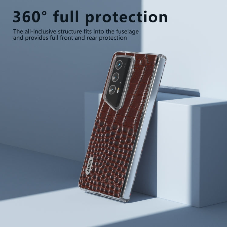 For Honor Magic V2 RSR Porsche Design ABEEL Transparent Frame Genuine Leather Crocodile Pattern Phone Case