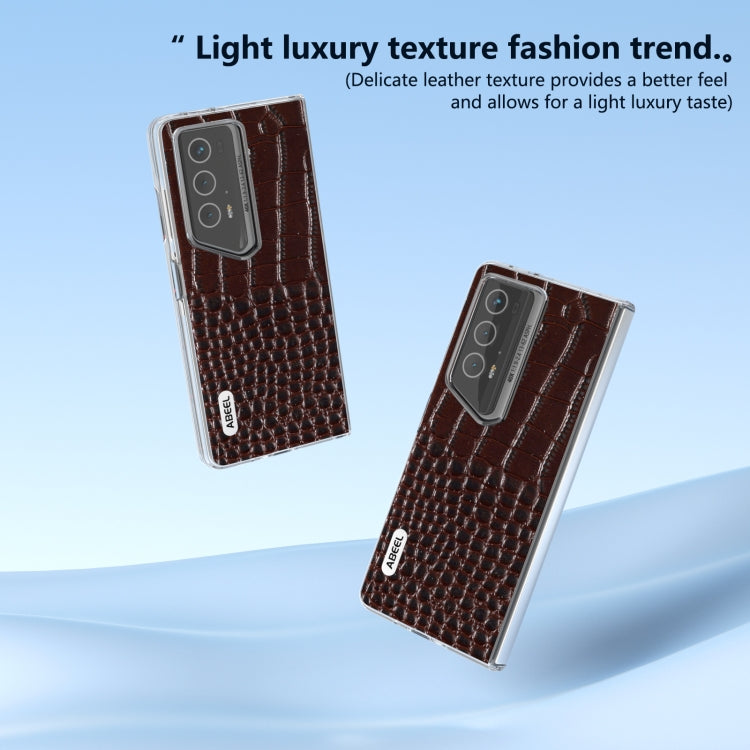 For Honor Magic V2 RSR Porsche Design ABEEL Transparent Frame Genuine Leather Crocodile Pattern Phone Case