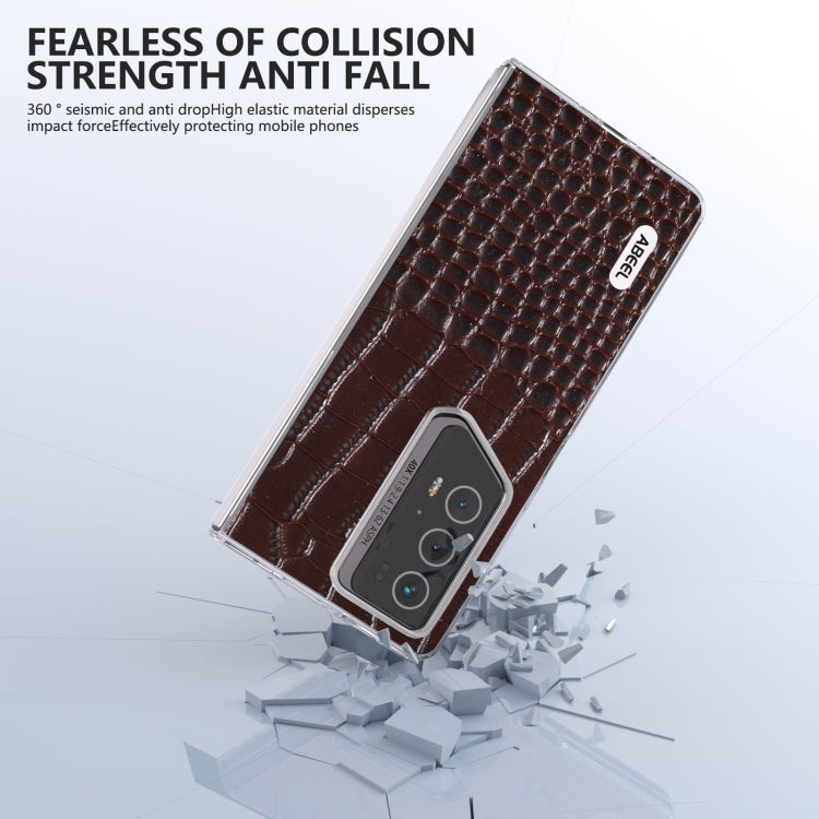 For Honor Magic V2 RSR Porsche Design ABEEL Transparent Frame Genuine Leather Crocodile Pattern Phone Case