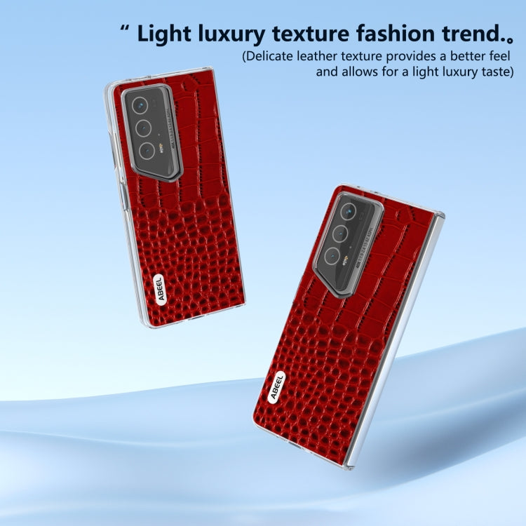 For Honor Magic V2 RSR Porsche Design ABEEL Transparent Frame Genuine Leather Crocodile Pattern Phone Case