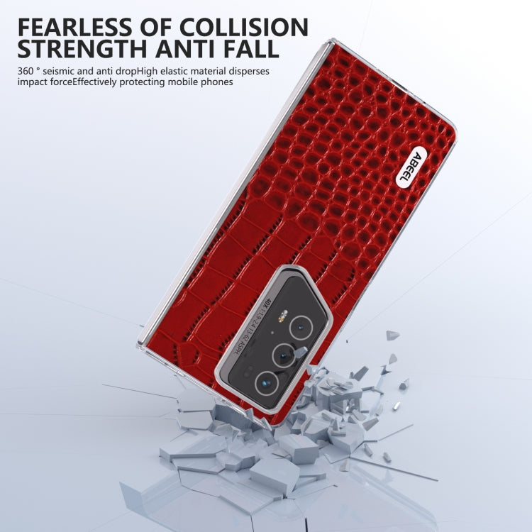 For Honor Magic V2 RSR Porsche Design ABEEL Transparent Frame Genuine Leather Crocodile Pattern Phone Case