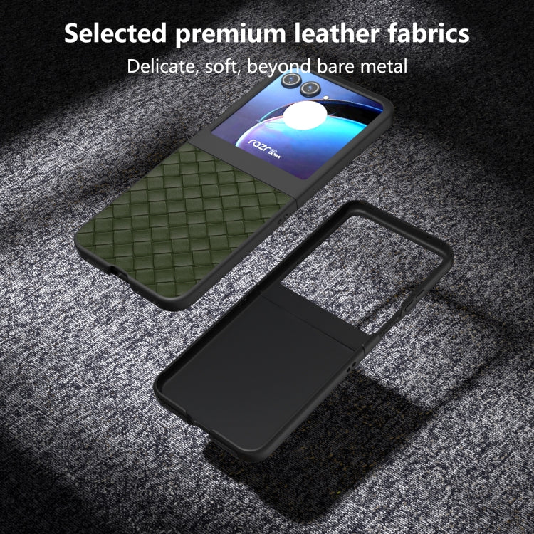 For Motorola Razr 50 Black Frame Woven Texture PU Phone Case