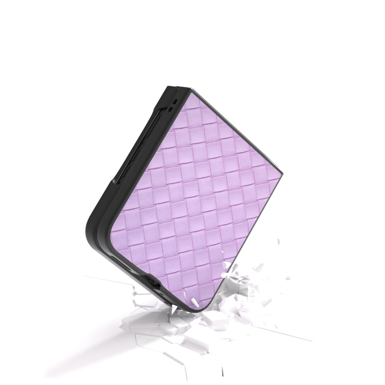 For Motorola Razr 50 Ultra Black Frame Woven Texture PU Phone Case